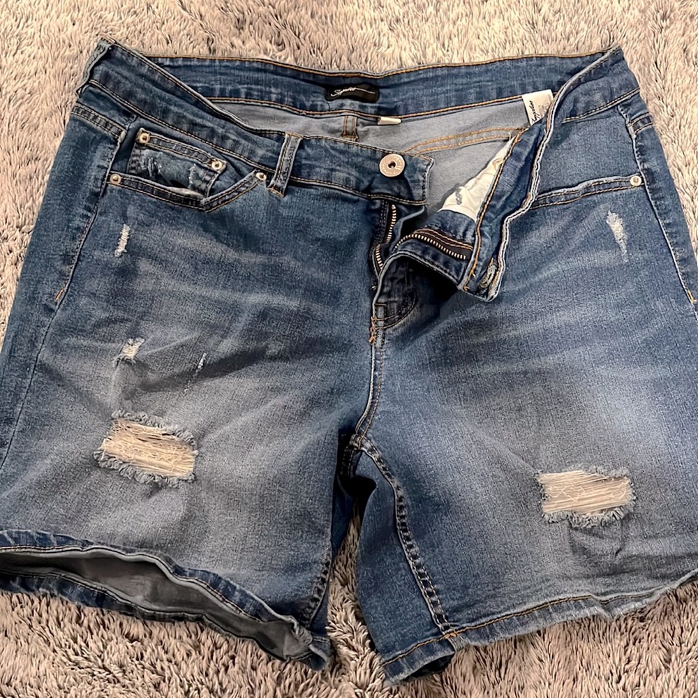 Supplies denim shorts slightly distressed